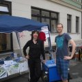 Verregneter WESTBESUCH - Magistralenmanagement h&auml;lt dem Wetter stand | Haben noch gut lachen: Daniela Nu� und Enrico Engelhardt vor dem gro�en Regen / Foto: Monika Rohde