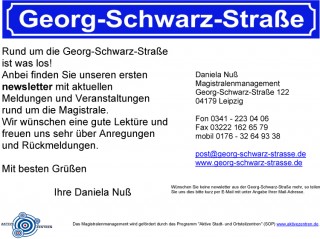 newsletter informiert über Aktuelles und Termine | Meldungen, Angebote und Termine rund um die Georg-Schwarz-Straße: der neue newsletter 