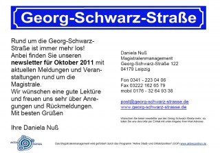 newsletter Georg-Schwarz-STtaße für Oktober 2011 erschienen! | 