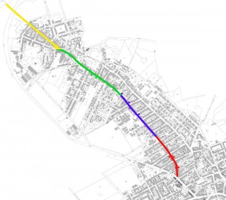 Bunte Landmarken für die Georg-Schwarz-Straße | Farbige Einteilungen sollen der Orientierung dienen - die Georg-Schwarz-Straße ist 2564,99 m lang.