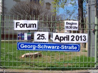  Altlindenau: Forum berät zur Georg-Schwarz-Straße  | Hinweis auf das Forum Georg-Schwarz-Straße /  Foto: Enrico Engelhardt
