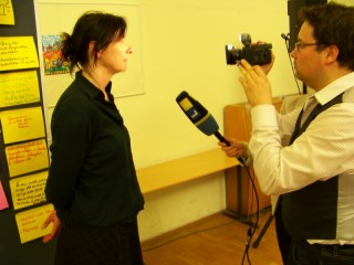 Leipzig Fernsehen beim Forum Georg-Schwarz-Straße | Leipzig Fernsehen interviewt Magistralenmanagerin Daniela Nuß  / Foto: Enrico Engelhardt