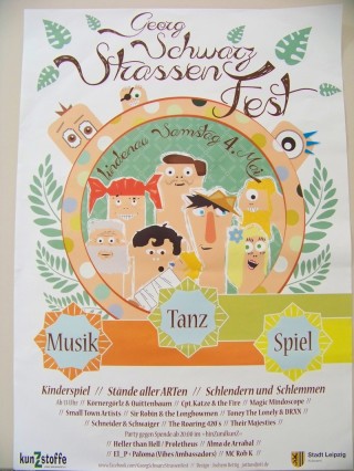 4. Georg-Schwarz-Straßenfest des kunZstoffe e.V., am 04. Mai 2013 | Plakat zum vierten GSS-Fest / Bild: kunZstoffe e. V.