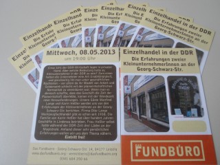 Kleinunternehmer in der DDR  | Flyer vom Fundbuero weisen auf die Veranstaltung hin / Foto: Enrico Engelhardt