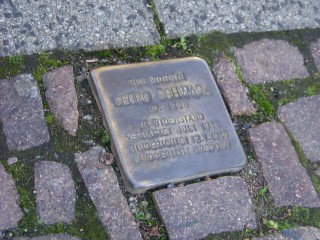 Bildinhalt: Der Tag, an dem die Synagoge brannte  | Für Georg Schwarz gibt es in der GSS  einen Stolperstein am Haus Nr. 24 / Foto: Enrico Engelhardt