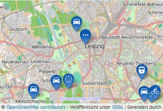 Bildinhalt: Online-Dialog zur Fortschreibung des Luftreinhalte- und Lärmaktionsplans für Leipzig | Kartengrundlage: OpenStreetMap