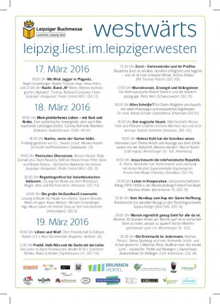 Programm für „westwärts“ - „Leipzig liest“ am 17.-19. März in der Georg-Schwarz-Straße | 