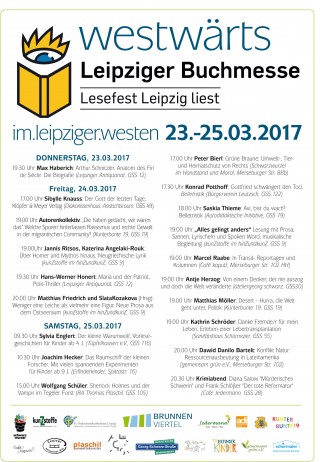 Westwärts! Lesungen entlang der Georg-Schwarz-Straße zur Buchmesse | Westwärts 2017