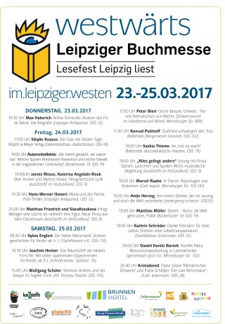 Westwärts! Lesungen entlang der Georg-Schwarz-Straße zur Buchmesse | Westwärts 2017